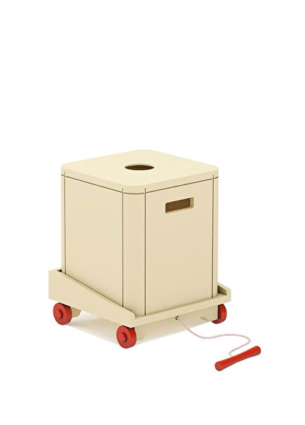 Culi Wooden Light Yellow Wheeled Toy Box