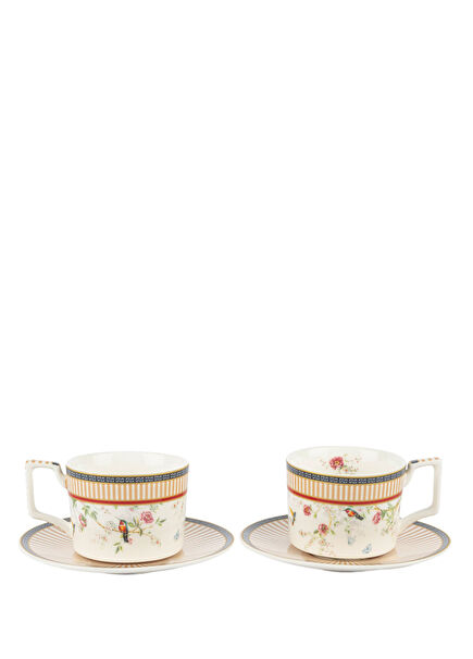 Solas Patterned Porcelain 2-Piece Coffee Cup and Saucer Set