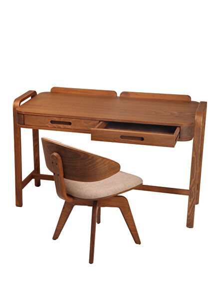 Demce Fila Açık Kahve Ahşap Çalışma Masası ve Sandalyesi
