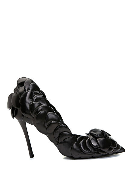 03 Rose Edition Siyah Deri Stiletto