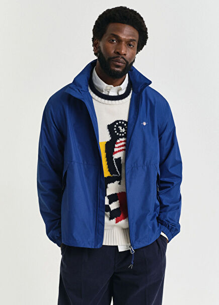 Lacivert Regular Fit Kapüşonlu Erkek Rüzgarlık