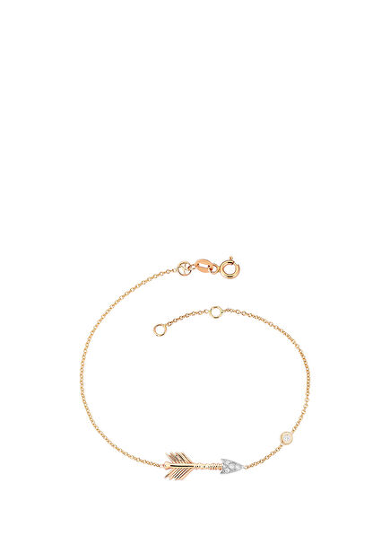 Ok Formlu Pırlantalı Kadın Altın Bilezik