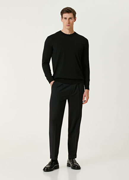 Relaxed Fit Black Wool Pants