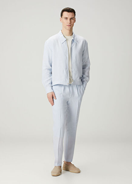 Fit Steve Açık Mavi Keten Pantolon