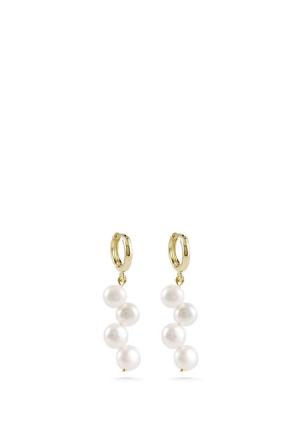 Lia Gold Plated Women's Pearl Earrings on Brass