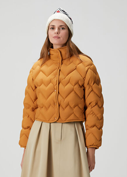 Senevee Turuncu Kalp Kapitoneli Kadın Mont