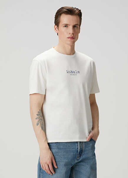 White Logo Printed T-Shirt