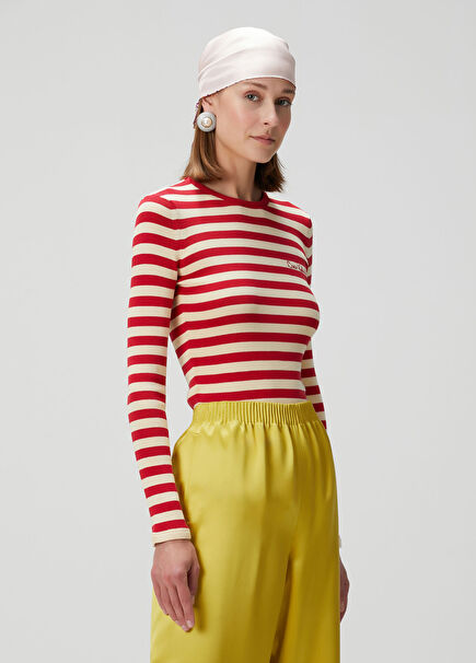 Chez Valentino Red Striped Long Sleeve T-Shirt