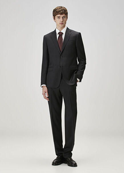 Siyah Ekoseli Yün Takım Elbise