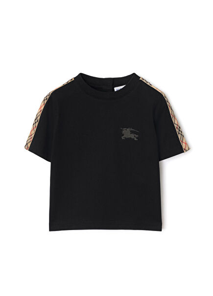 Siyah Pamuklu Kısa Kollu Unisex Bebek T-Shirt