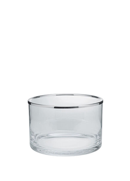 Eclat Cylinder Silver Plated Glass Bowl 21 cm