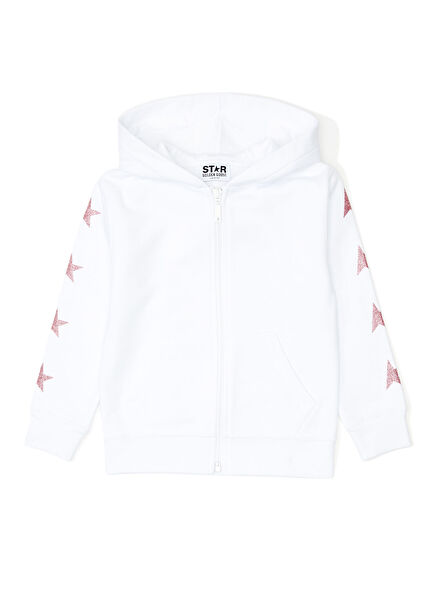 Beyaz Kapüşonlu Kız Çocuk Sweatshirt