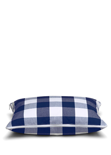 Navy Blue White Cotton Travel Pillow 39 x 29 cm