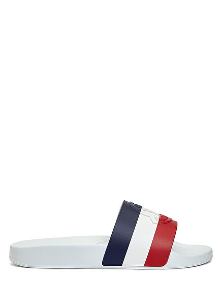 White Logo Detailed Men's Slippers