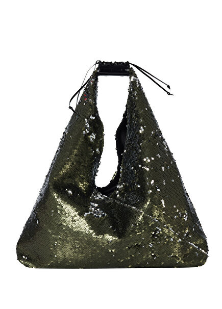 Agnes Haki Payetli Mini Kadın Omuz Çantası