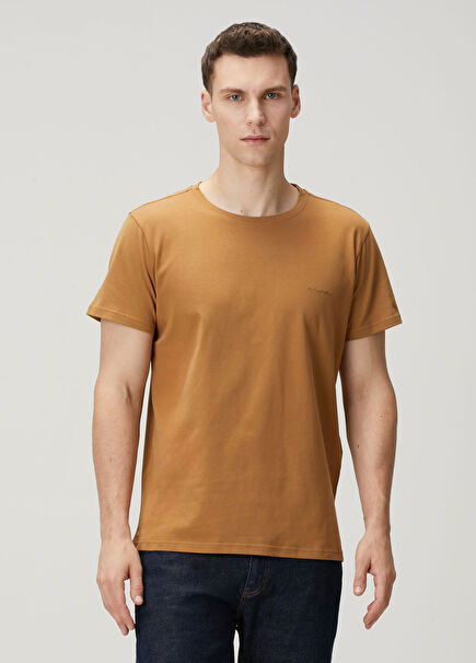 Kahverengi Logo Nakışlı T-shirt