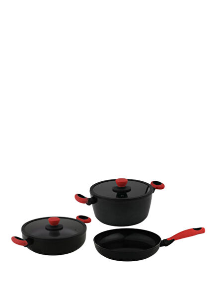 Colorgy Diamond Pro Red Black 5-Piece Pots and Pans Set