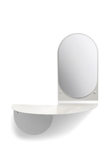 Flip Açık Gri Metal Raflı Duvar Aynası