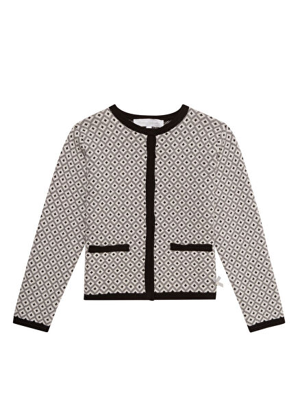 Patterned Grey Girls' Cardigan