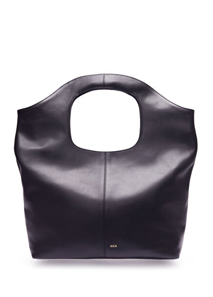 Aura Grande Black Leather Women's Shoulder Bag