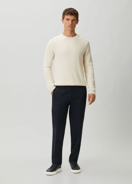 Navy Blue Relaxed-Fit Trousers