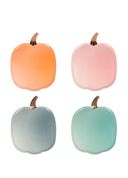 Pastel Renkli Balkabağı 8'li Kağıt Tabak