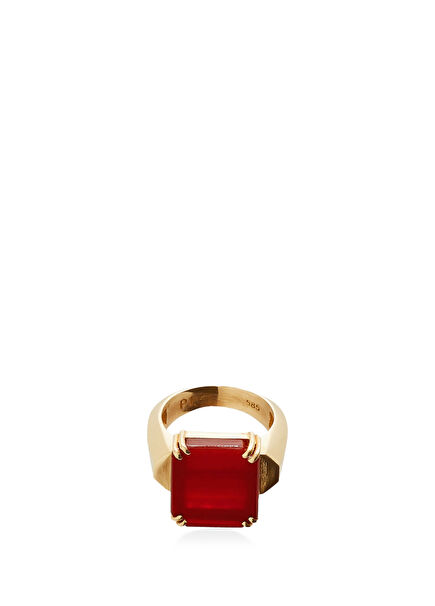 Large Red Agate Women's Gold Ring