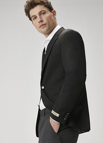 Black Wool Blazer Jacket