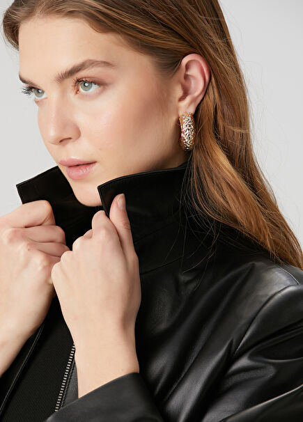 Gold Tattoo Textured Womens Earrings