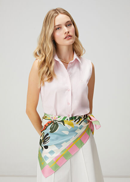 Açık Pembe Kolsuz Oxford Gömlek