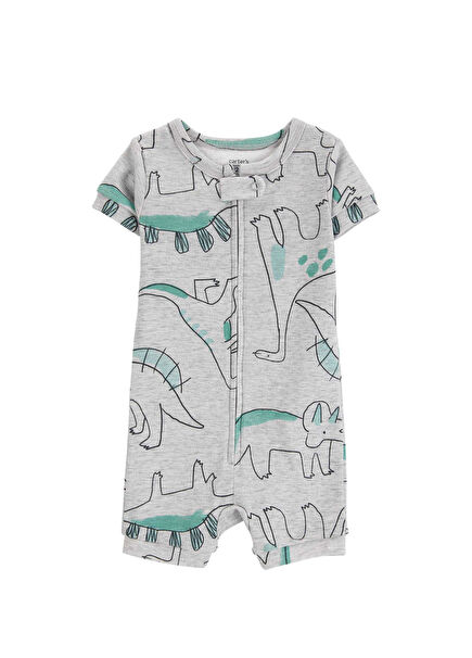 Dinazor Desenli Kısa Kollu Erkek Bebek Uyku Tulumu