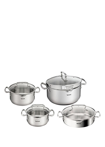 Duetto Gümüş Çelik 8 Parça Tencere Seti