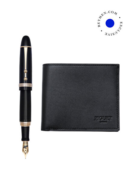 Président Siyah Dolma Kalem ve Cüzdan Seti