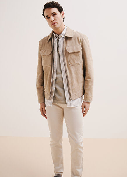Beige Leather Jacket