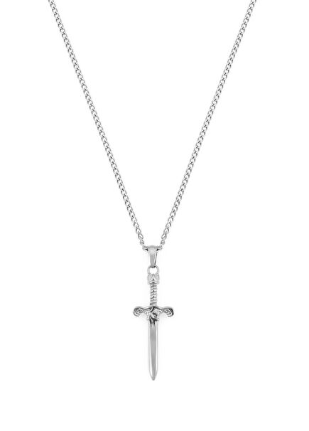 Gümüş Kaplama Kılıç Erkek Çelik Kolye