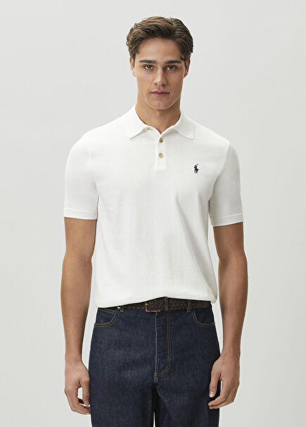 Regular Fit Beyaz Polo Yaka T-shirt