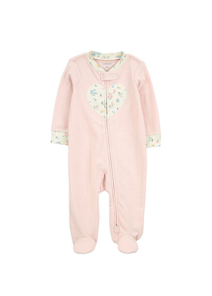 Pembe Çiçek Desenli Kız Bebek Uyku Tulumu
