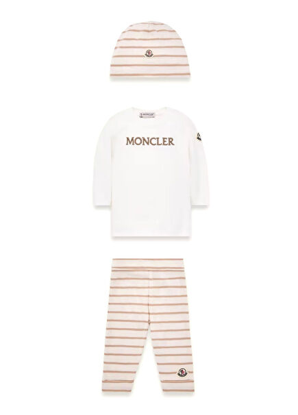 Cream Beige Striped Kids Set Of 3