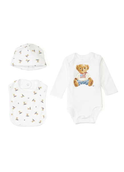 Beyaz 3lü Erkek Bebek Yeni Doğan Seti
