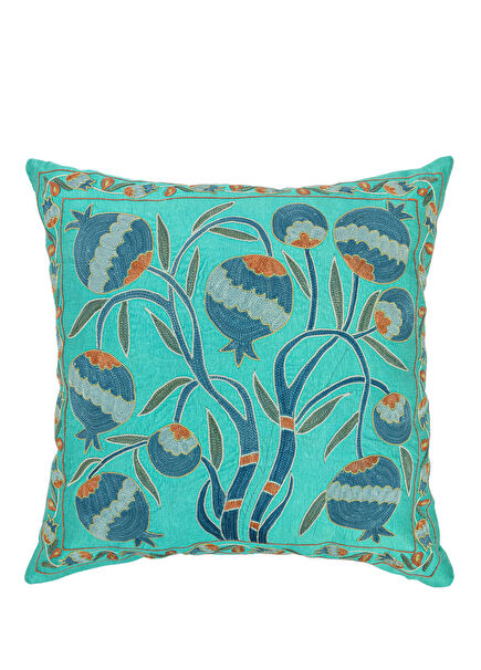 Zinya Suzani Renkli İpek Dekoratif Kırlent 50 x 50 cm