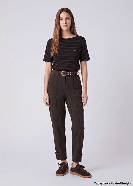 Brown Leg Epaulettes Scuba Jogger Trousers
