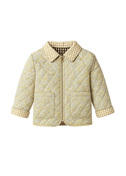 Ninova Çiçekli Fermuarlı Kız Çocuk Mont