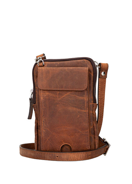 BloomNino Saddle Brown Kahve Deri Crossbody Unisex Omuz Çantası
