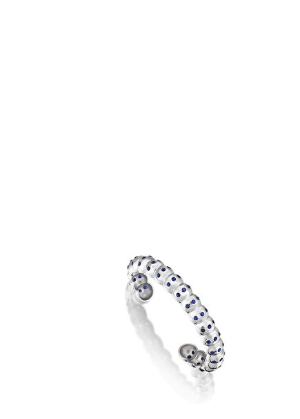 White Gold Plated 925 Sterling Silver Navy Blue Freesia Bracelet