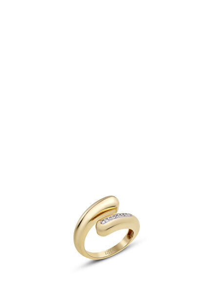 Wrap Pırlanta Taşlı 14 Ayar Sarı Altın Kadın Yüzük