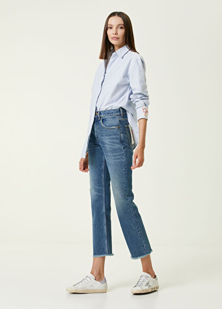 Mavi Boru Paça Jean Pantolon