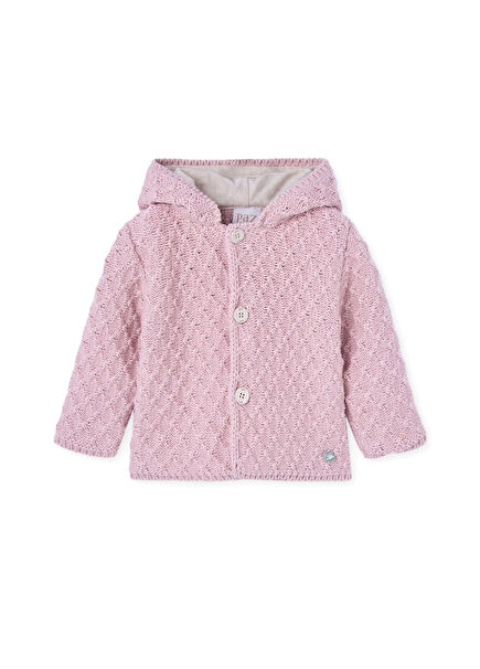 Powder Knitwear Hooded Baby Girl Jacket