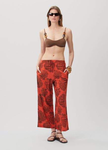 Coral Patterned Trousers