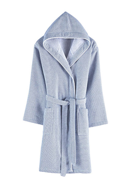 Brenta Mavi Pamuklu Unisex Bukle Bornoz