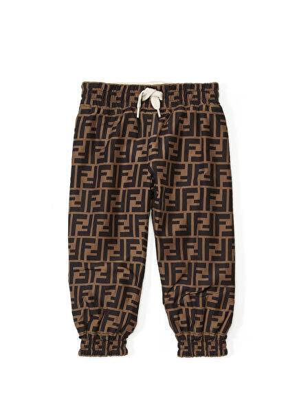 Bej Logo Desenli Unisex Bebek Jogger Pantolon